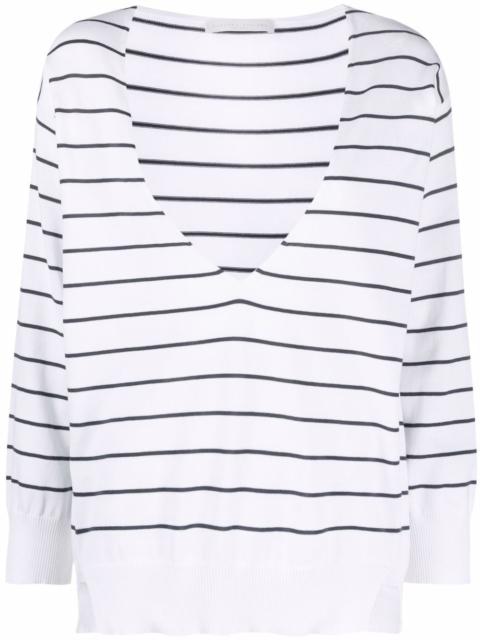 plunge-neck striped jumper