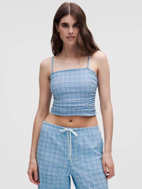 Seersucker Check Strappy Tank Top