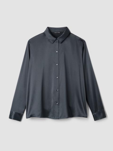 Stretch Silk Charmeuse Classic Collar Shirt