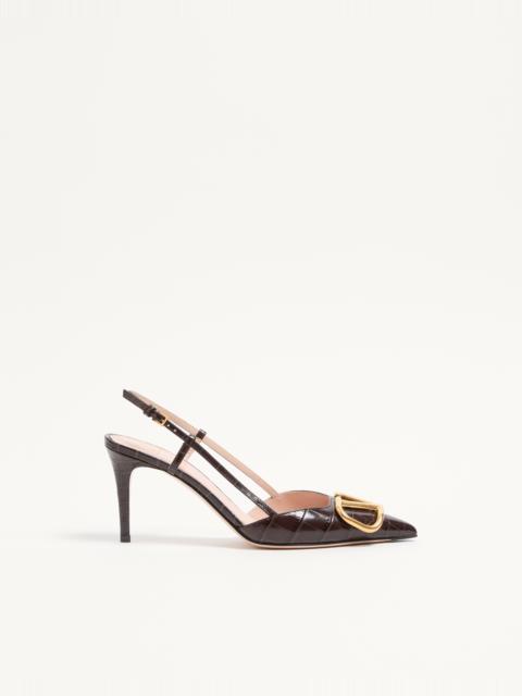 VLOGO SIGNATURE SLINGBACK PUMPS IN 80MM PRINTED CALFSKIN