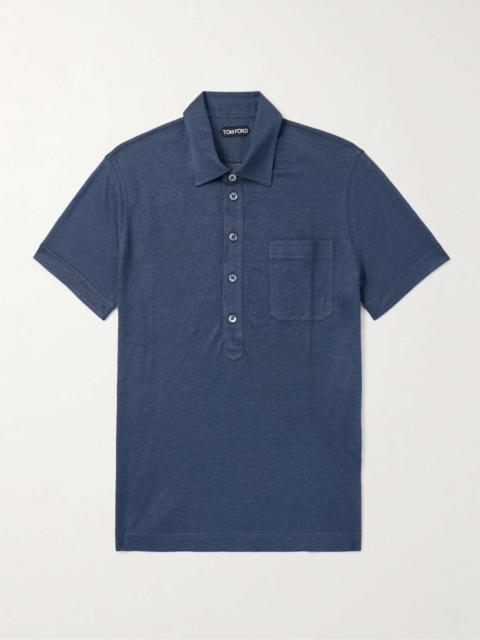 Slim-Fit Silk and Linen-Blend Polo Shirt