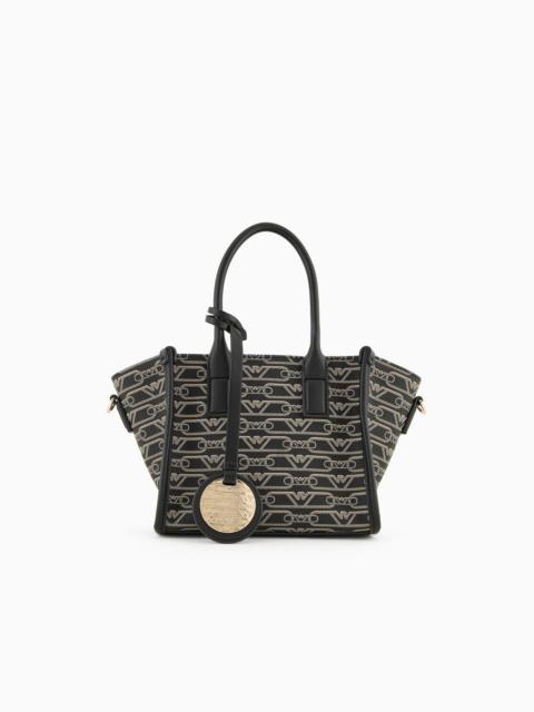 Small shopper bag with all-over monogram print