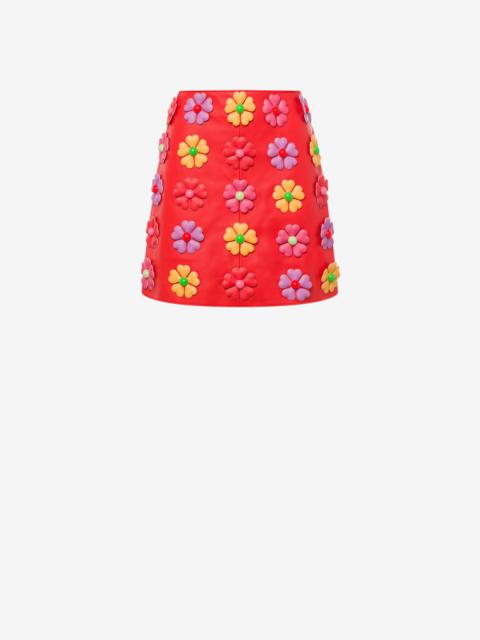 ALL-OVER FLOWERS NAPPA LEATHER SKIRT
