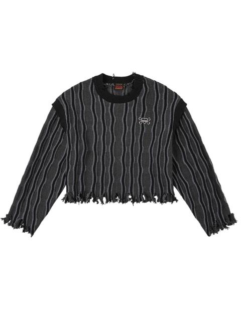 Skull Heart Appliqué Embroidery Fashion Fit Knitted Sweatshirt