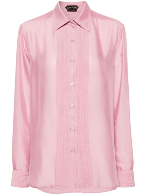 pleated-detailed silk shirt