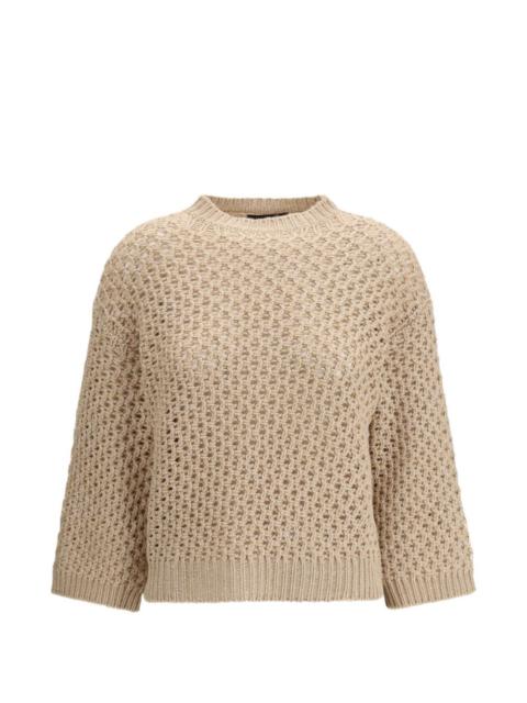 open-knit crew-neck sweater