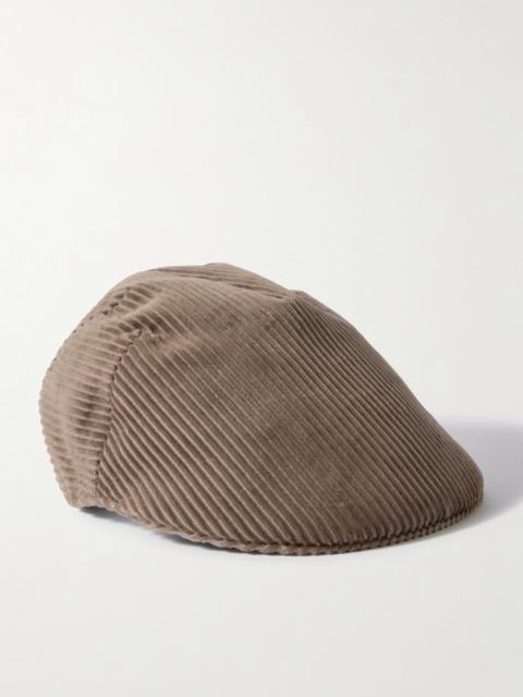 Bead-embellished Cotton-corduroy Flat Cap