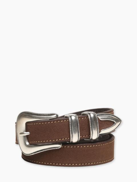 NUDIE JEANS WESTERN SUEDE SILVER BELT DARK BROWN