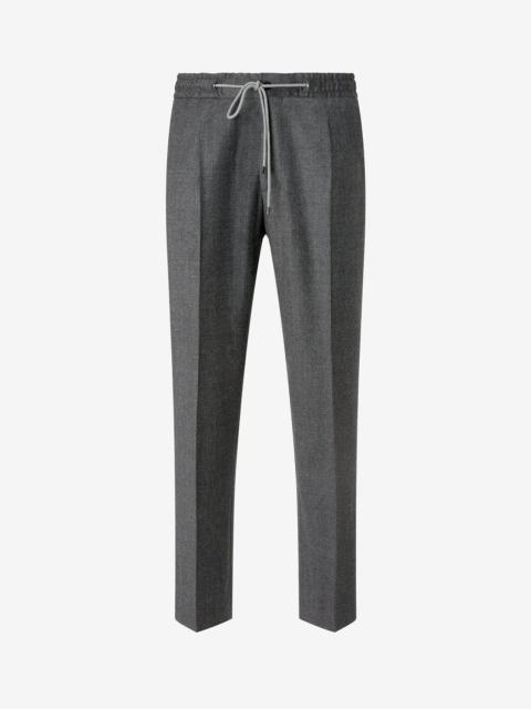 Grey micropatterned stretch wool flannel joggers