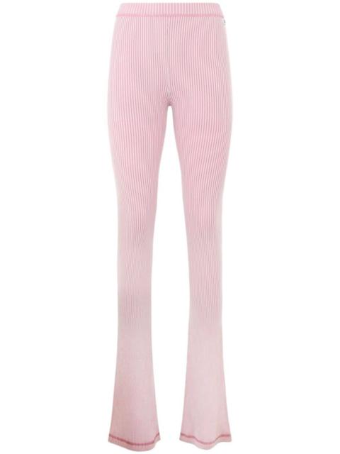 ribbed knit flared trousers