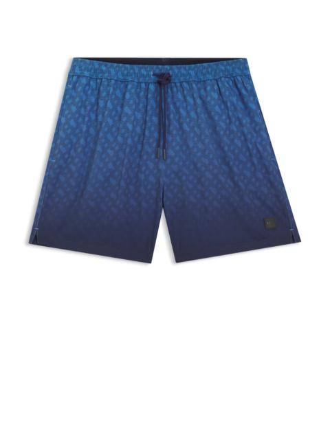 LOGO-BADGE SWIM SHORTS WITH DEGRADÉ MONOGRAM PRINT