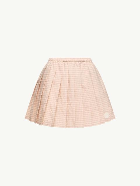 Vichy Cotton Blend Pleated Mini Skirt