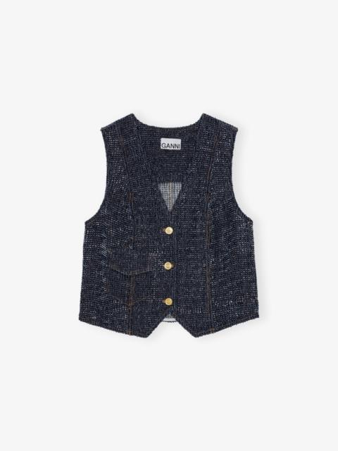 DARK BLUE FLUFFY DENIM VEST