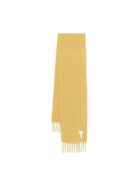 heart-embellishment fringed-hem scarf