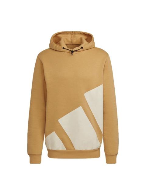 Men's adidas Logo Hood Contrasting Colors Large Logo Sports Pullover Orange HI1181