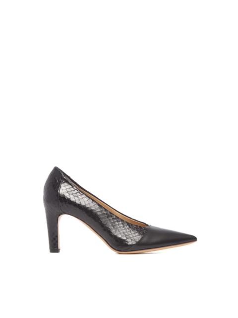 Empress High Heel Stiletto Pump in Black Snakeskin & Leather