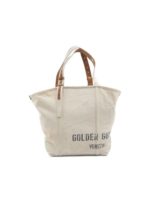 adjustable-handle print canvas tote bag
