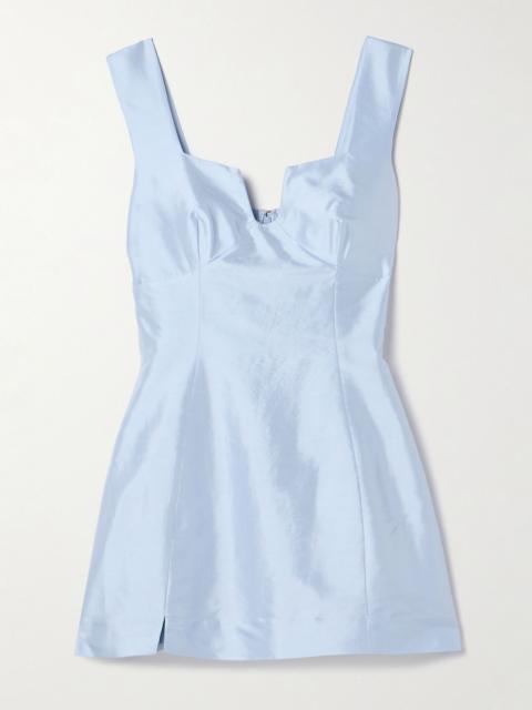 Mariza silk-dupioni mini dress Blue