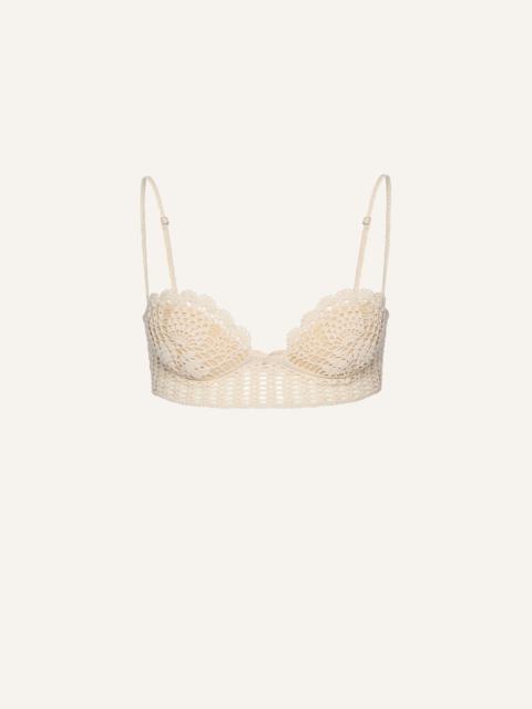 Lace crochet bustier bra in cream
