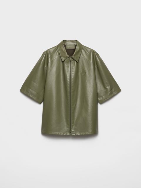 Nappa leather zipper shirt