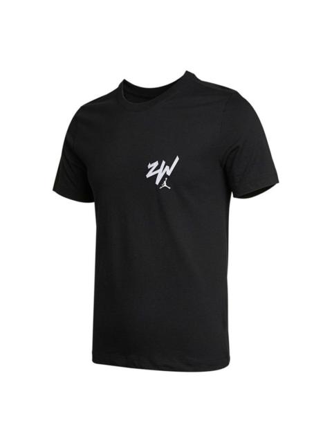Air Jordan J Zion Ss Tee Alphabet Pattern Round Neck Sports Short Sleeve Black DM4032-010