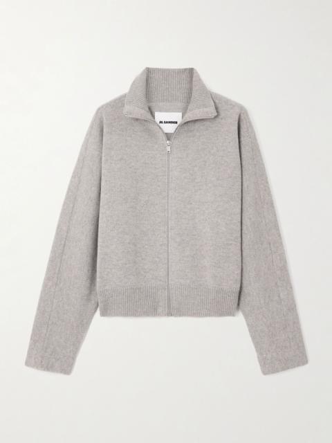 Turtleneck wool-blend cardigan Light gray