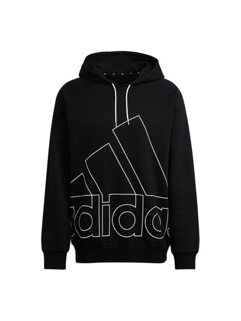 Men's adidas Big Lo Hd Fl Logo Printing Pullover Sports Black HB5089