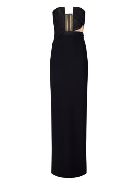 plissé-detail cut-out maxi dress