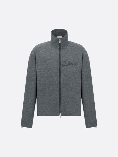 Zipped Shirt with Dior Ribbon Embroidery