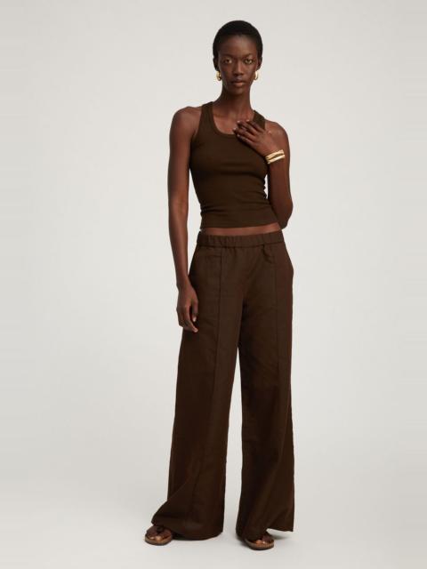 AMERICANO LINEN WIDE LEG PINTUCK TROUSERS