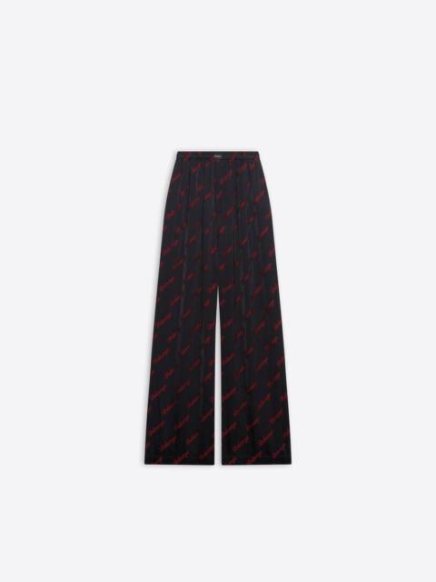 Men's Allover Script Logo Pyjama Pants in Black