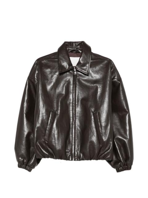 bubble-hem leather bomber jacket