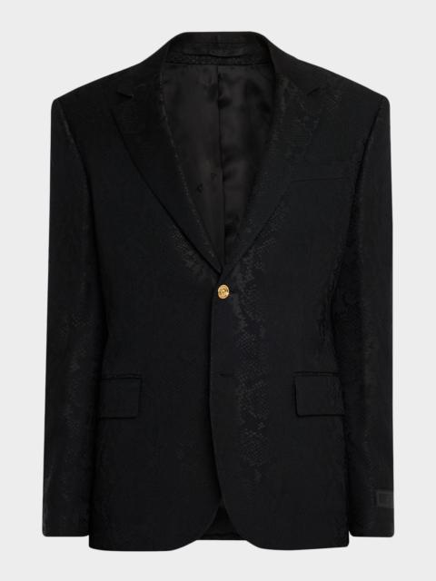 Men's Python-Jacquard Wool-Blend Blazer