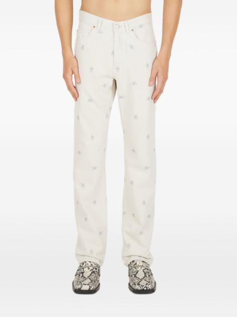 floral-embroidered jeans