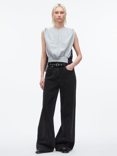 French Terry Top with Broiderie Anglaise Combo