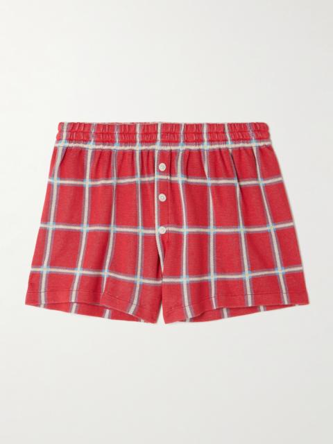 Picnic Checked Silk And Linen-blend Jacquard Shorts
