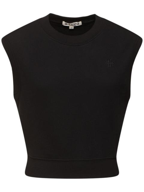 Sleeveless crewneck jersey top