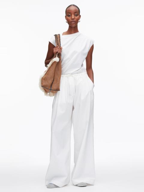 Structured Cotton Pull On Straight Leg Pants