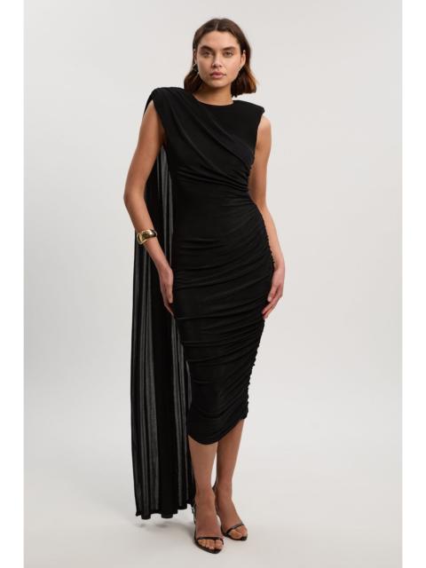 Premium Slinky Crepe Scarf Detail Maxi Dress