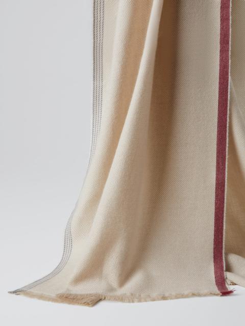 Wool 과 cashmere diagonal scarf 와 striped 가장자리