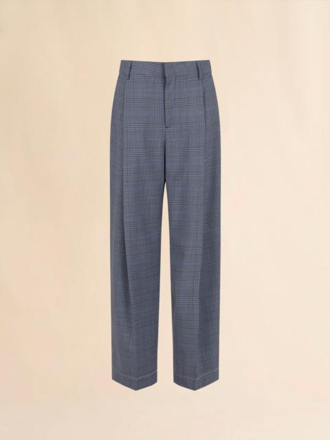 BLUE WOOL TROUSERS WITH PRINCE OF WALES CHECK