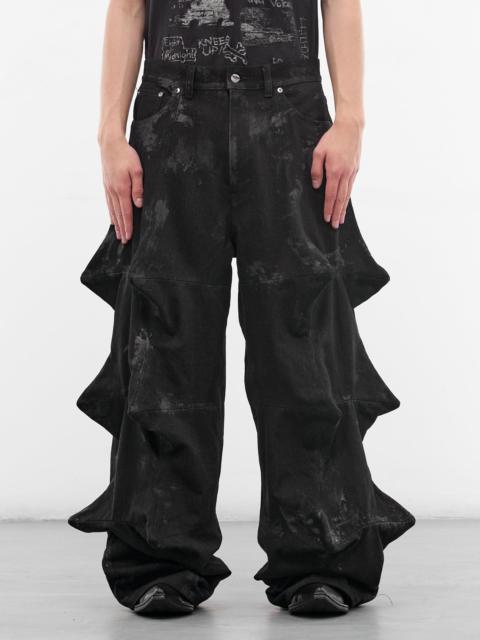 Black Denim Sculptural Spike Jeans