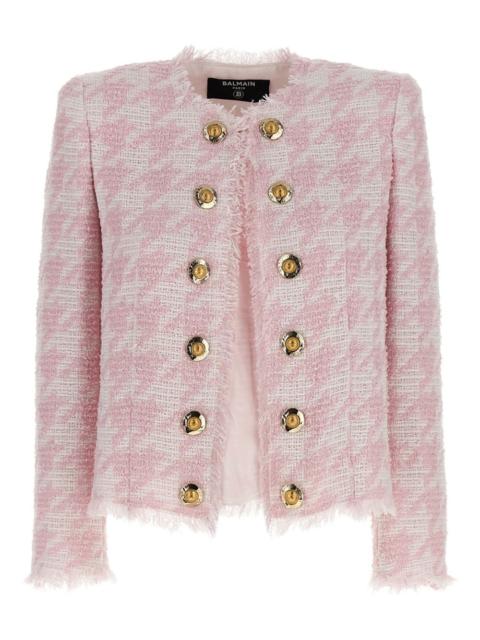 tweed frayed-edge blazer