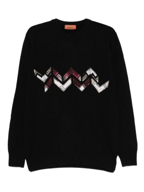 zigzag-detail wool sweater