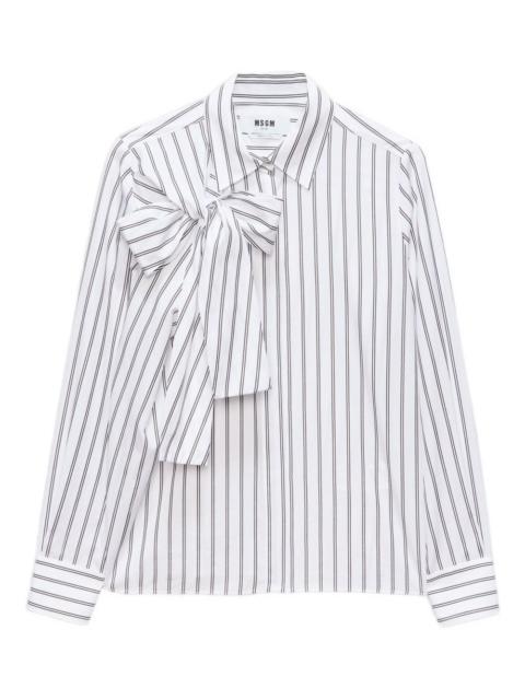 striped bow-detail shirt