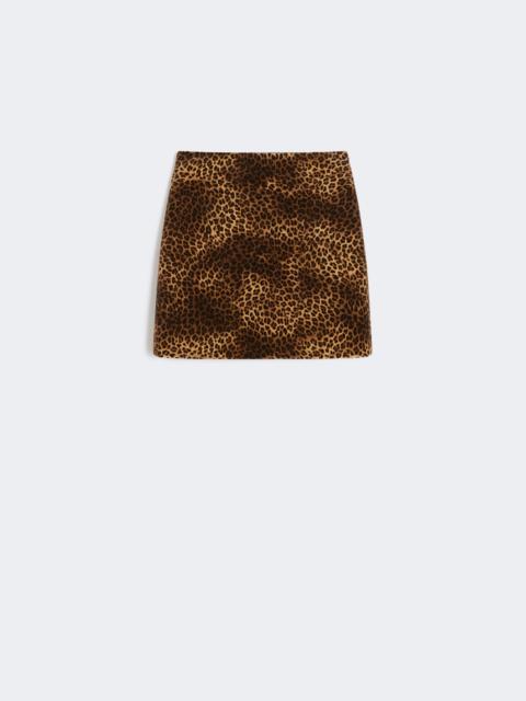 Printed velvet mini skirt - CAMEL