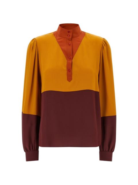 colourblock high-neck blouse
