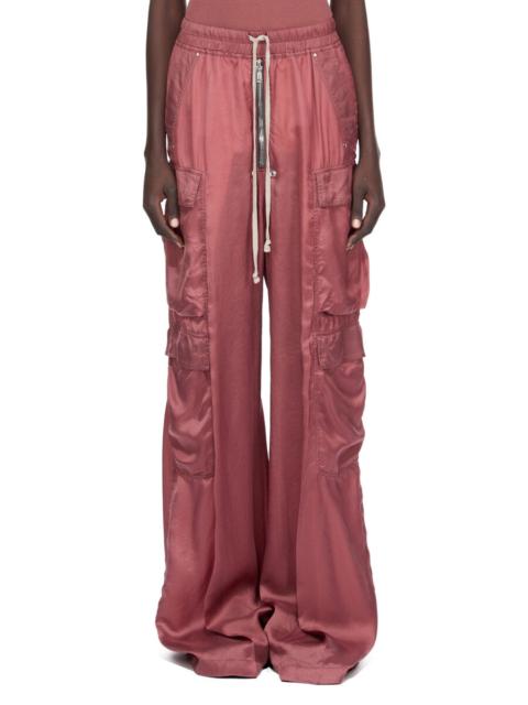 Satin-twill wide-leg cargo pants Antique rose