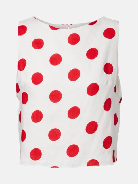 Avelino polka-dot linen crop top