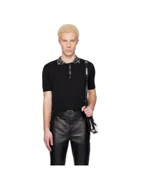 Black Collar Check Jacquard Polo